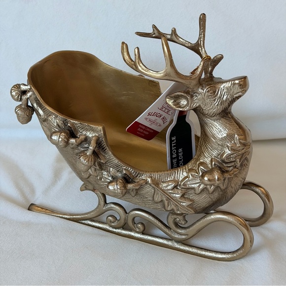 Sleigh Hill Other - Gold Reindeer Sleigh Wine Holder